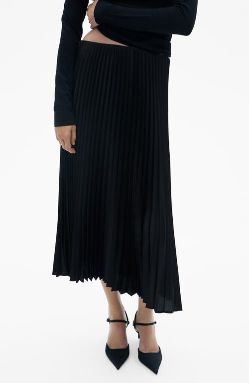 Mango Pleated Maxi Skirt In Black