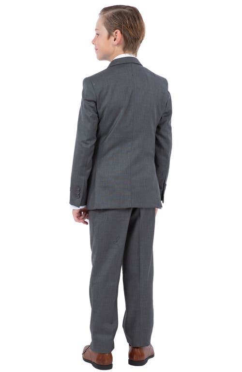Perry Ellis Kids' Green Slate Five-piece Sharkskin Suit In Green/slate