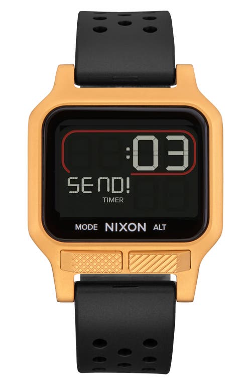 Shop Nixon Heat Digital Rubber Strap Watch In Gold/black