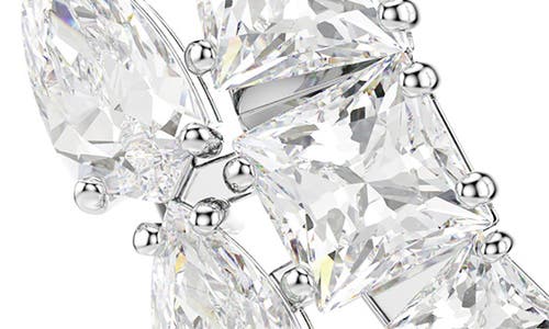 Swarovski Matrix Pierced Earrings Rhodium Shiny White In White/silver