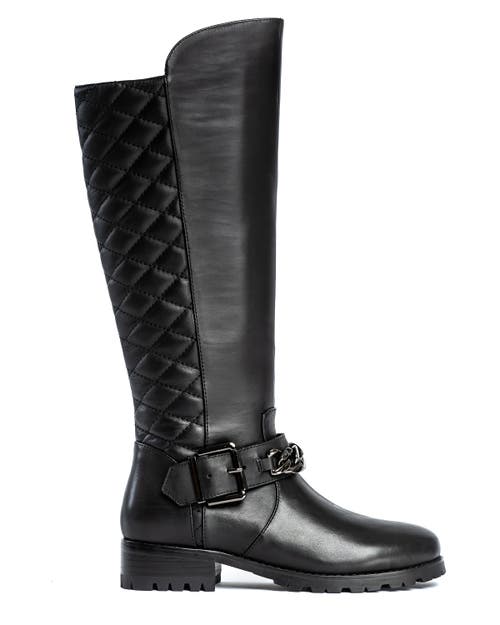 Allegra James Libby Leather Tall Moto Boot in Black 