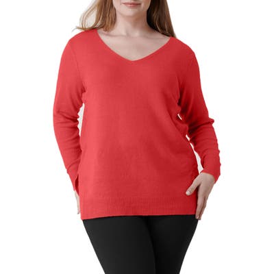 Plus Size Maree Pour Toi Wool & Cashmere Sweater, Coral