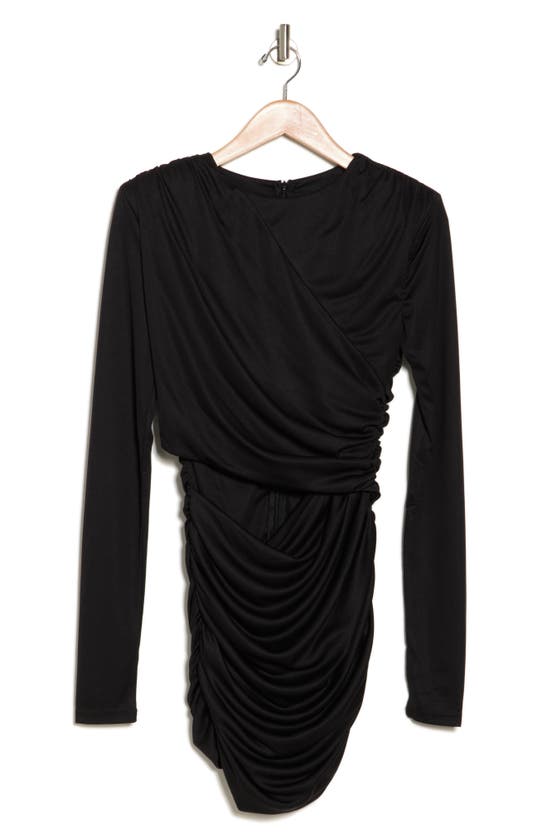 Area Stars Ruched Long Sleeve Jersey Dress In Black