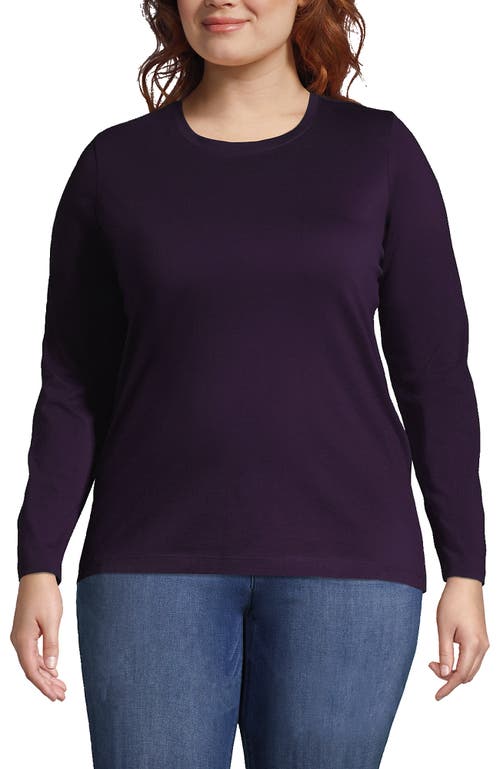 Shop Lands' End Plus Size Relaxed Supima Cotton Long Sleeve Crew Neck T-shirt In Blackberry