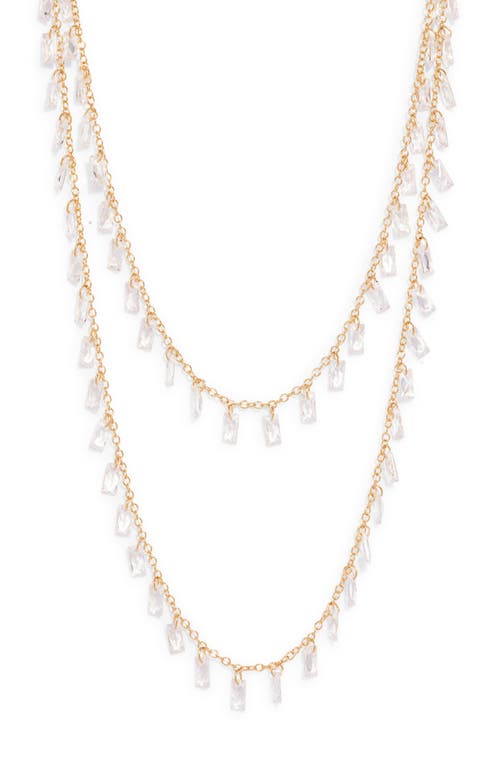 Nordstrom Dainty Cubic Zirconia Shaky Layered Necklace in Clear- Gold at Nordstrom