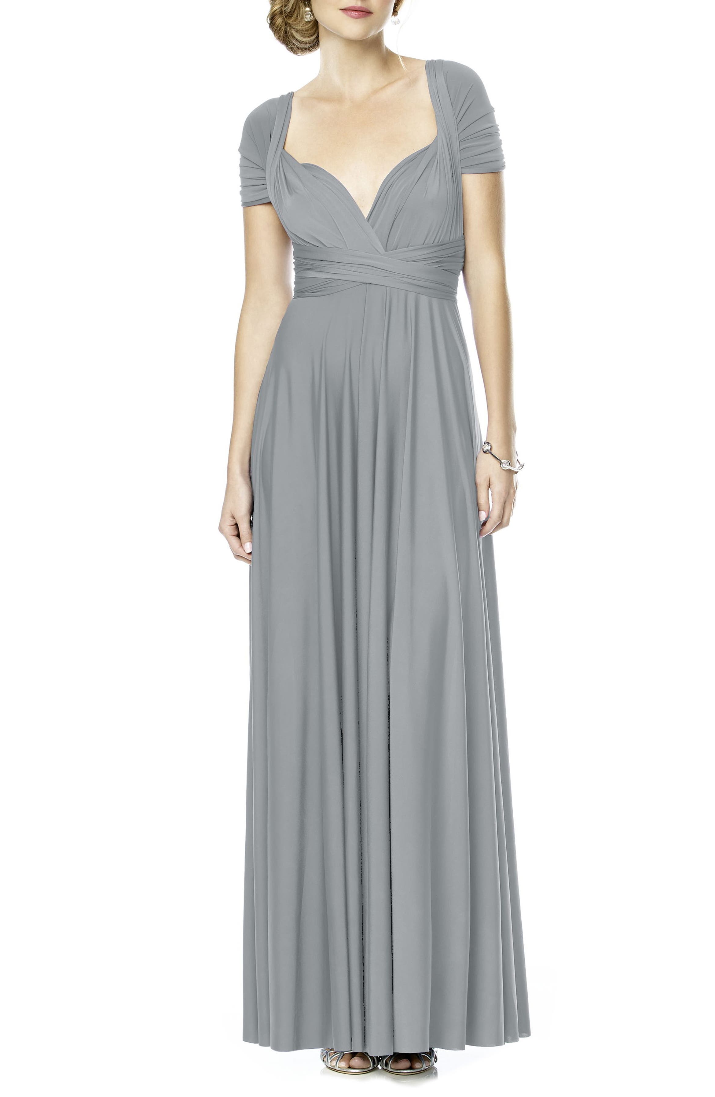 Dessy Collection Convertible Wrap Tie Surplice Jersey Gown | Nordstrom