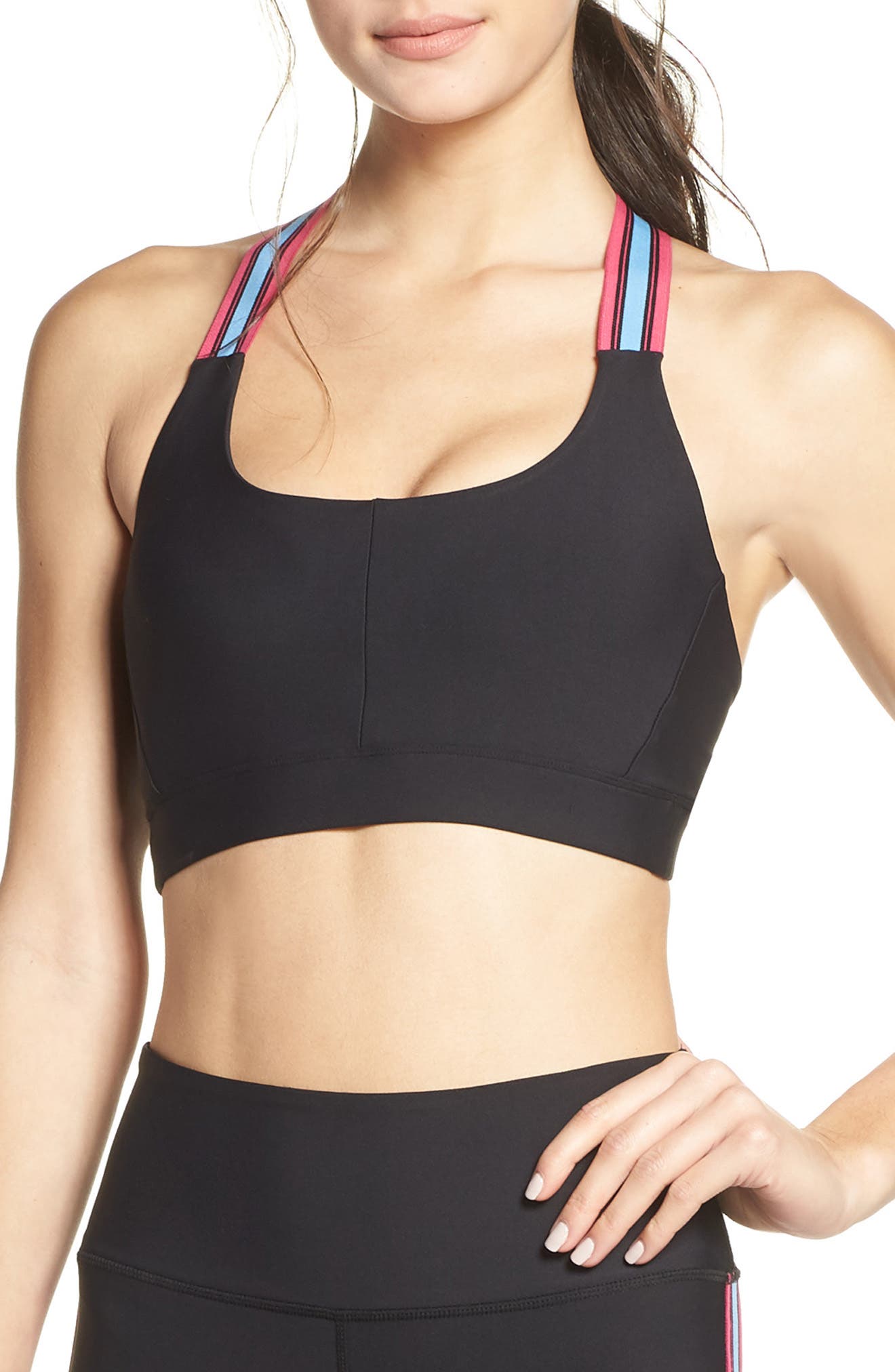 stripe sports bra