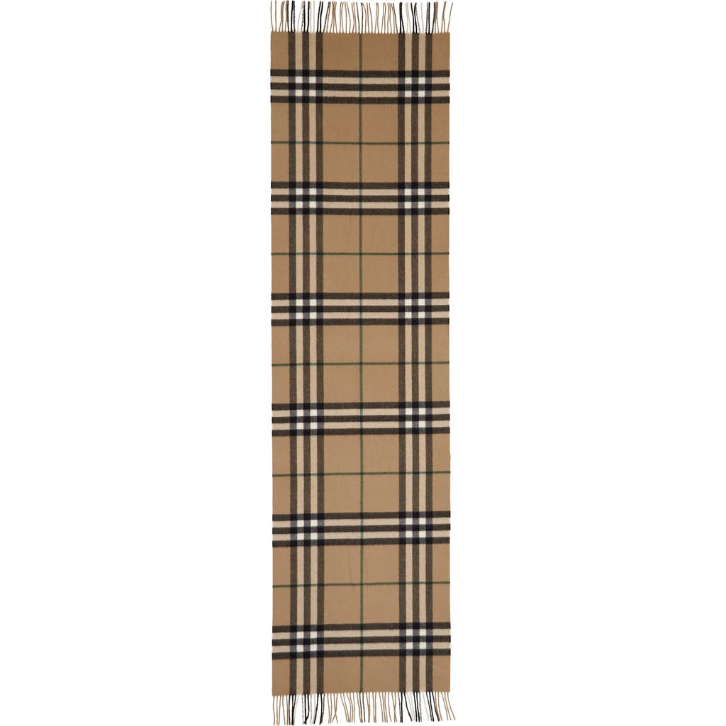 Burberry Giant Check Washed Cashmere Fringe Scarf In Gray