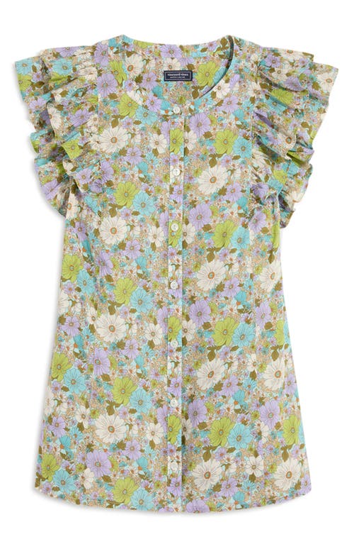 vineyard vines Print Flutter Sleeve Button-Up Top - at Nordstrom,