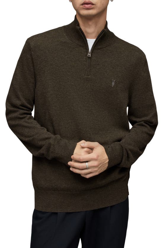 Allsaints Kilburn Wool Blend Half-zip Pullover In Park Green Marl