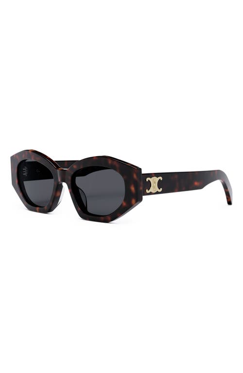 Shop Celine Triomphe 54mm Cat Eye Sunglasses In Dark Havana/smoke