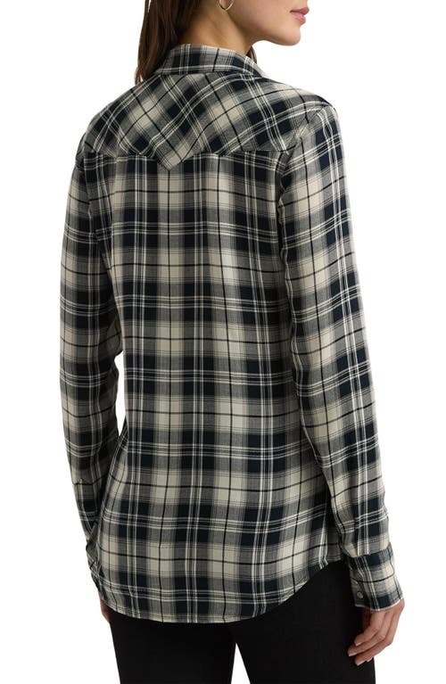 Shop Lauren Ralph Lauren Slim Fit Plaid Herringbone Shirt In Black/mascarpone Cream