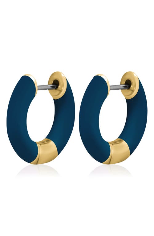 Central Park Tubular Enamel Hoop Earrings In Matte Navy
