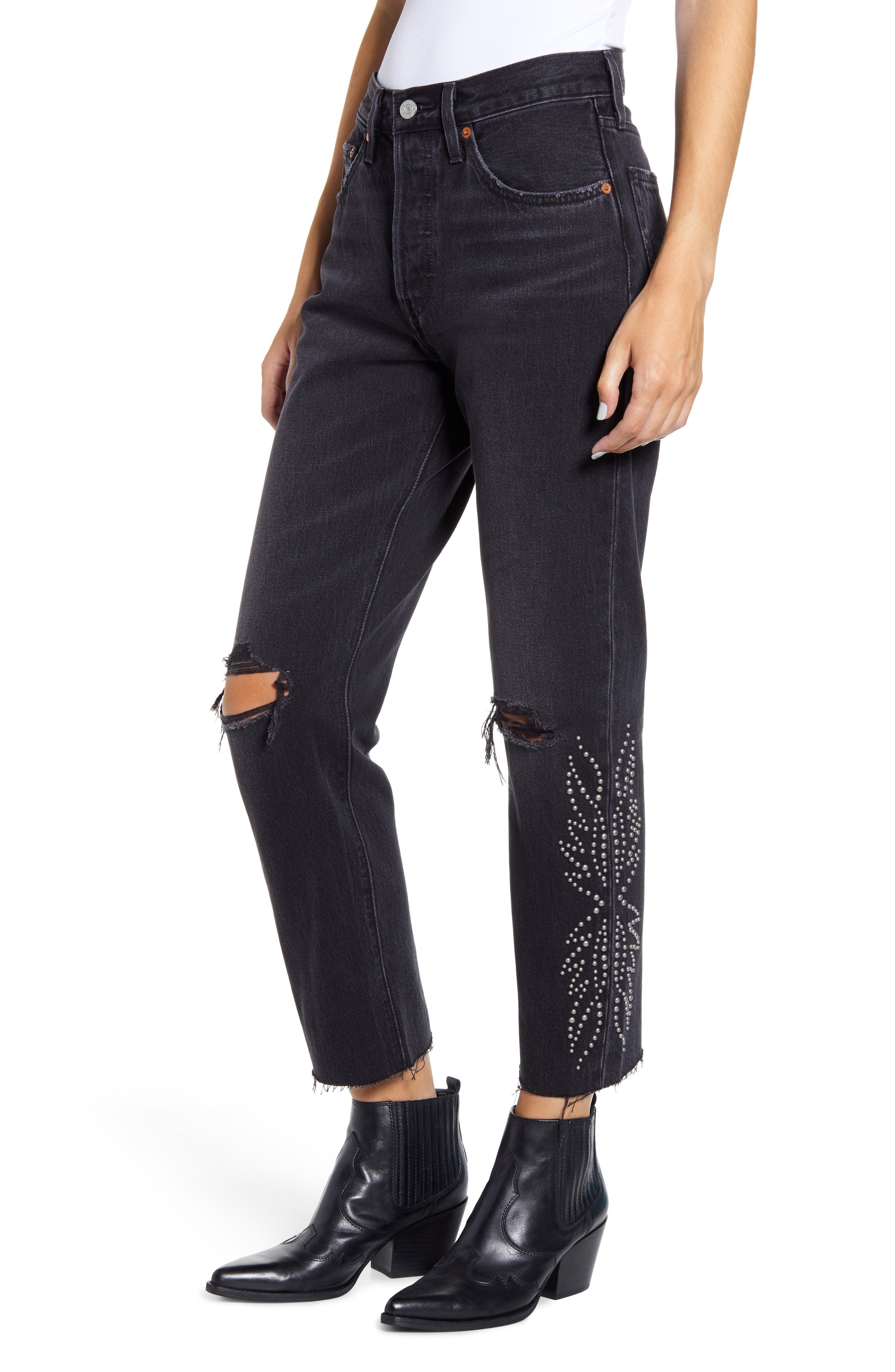 levi's 501 cropped black jeans