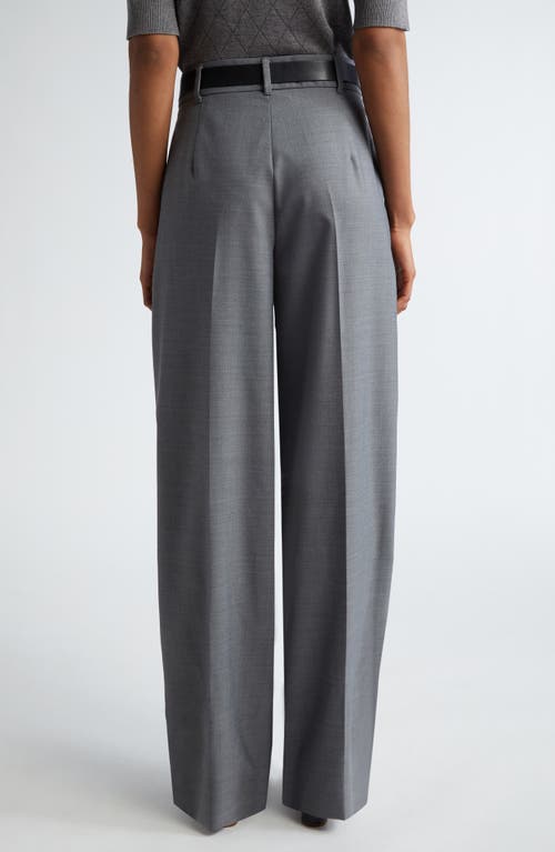 Shop Max Mara Studio Juanita Pleated Wool Blend Wide Leg Pants In Medium Grey