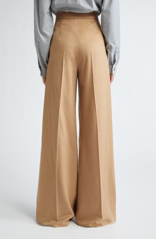 Shop Max Mara Fagus Wool Blend Wide Leg Pants In Camel