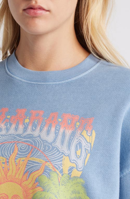 Shop Billabong Ride In Cotton Blend Graphic Sweatshirt In Blue Shadow