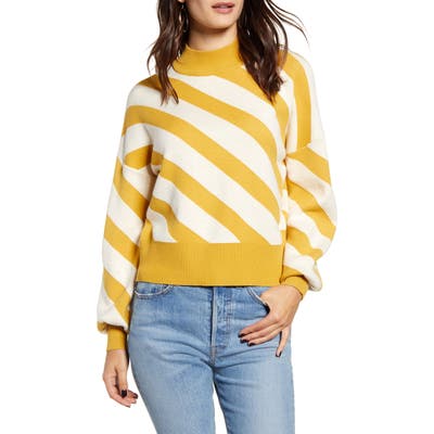 Vero Moda Stripe Mock Neck Sweater, Yellow