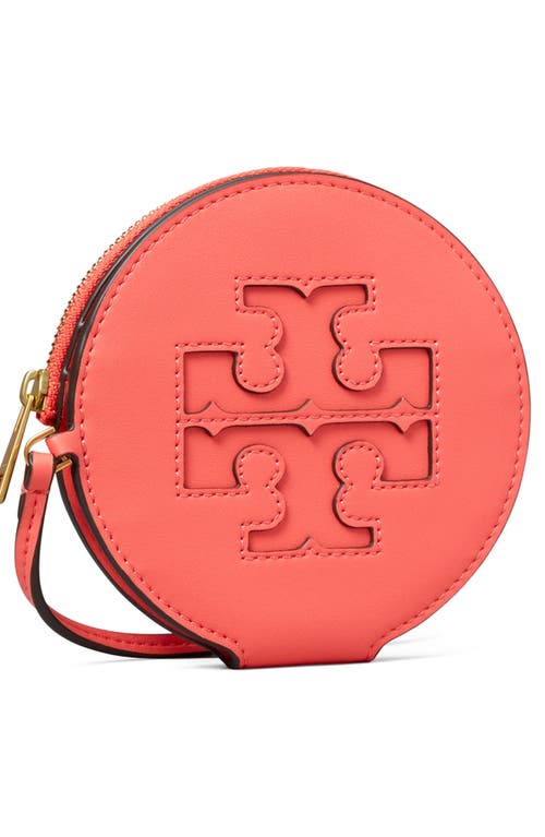 Shop Tory Burch Ella Bio Circle Zip Card Case In Coral Crush