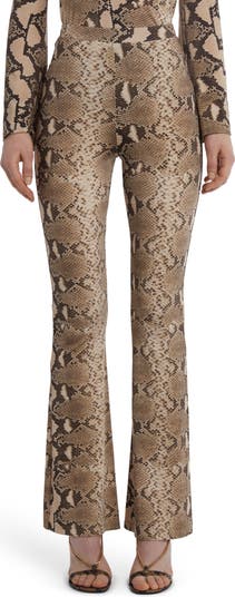 Python Print Jersey Flare Leg Trousers