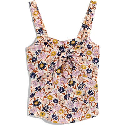 Madewell Tie Front Silk Camisole, Blue