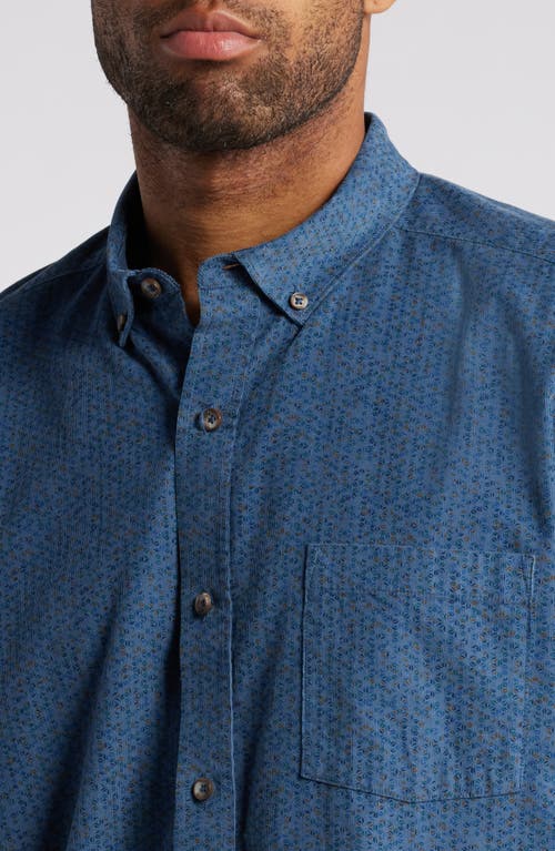 Shop Johnston & Murphy Overdye Print Corduroy Button-down Shirt In Blue