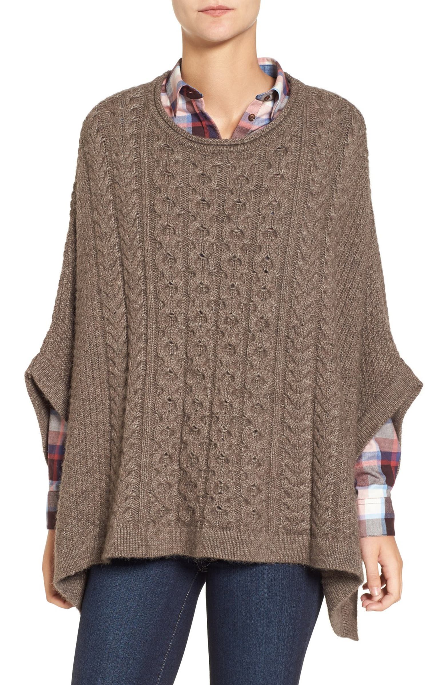 Barbour 'Clover' Cable Knit Poncho | Nordstrom