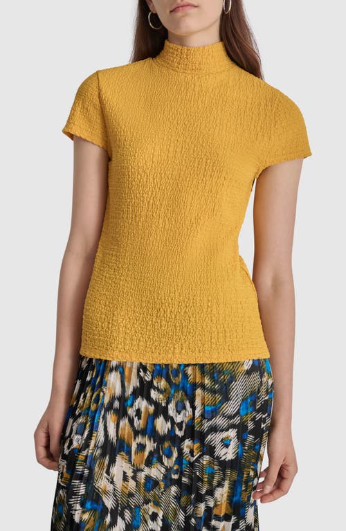 Shop Dkny Pucker Knit Top In Goldenrod