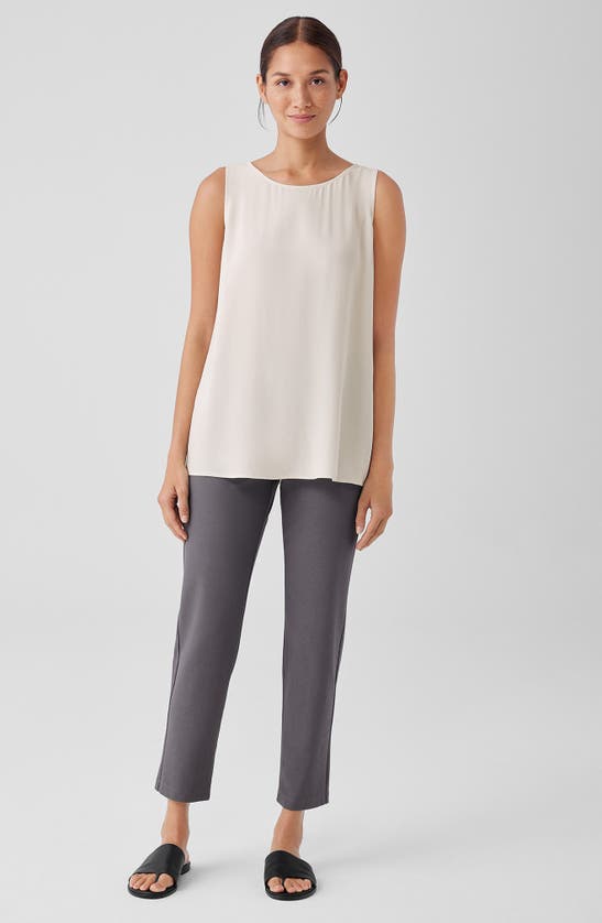 Eileen Fisher Slim Ankle Stretch Crepe Pants In Meteor