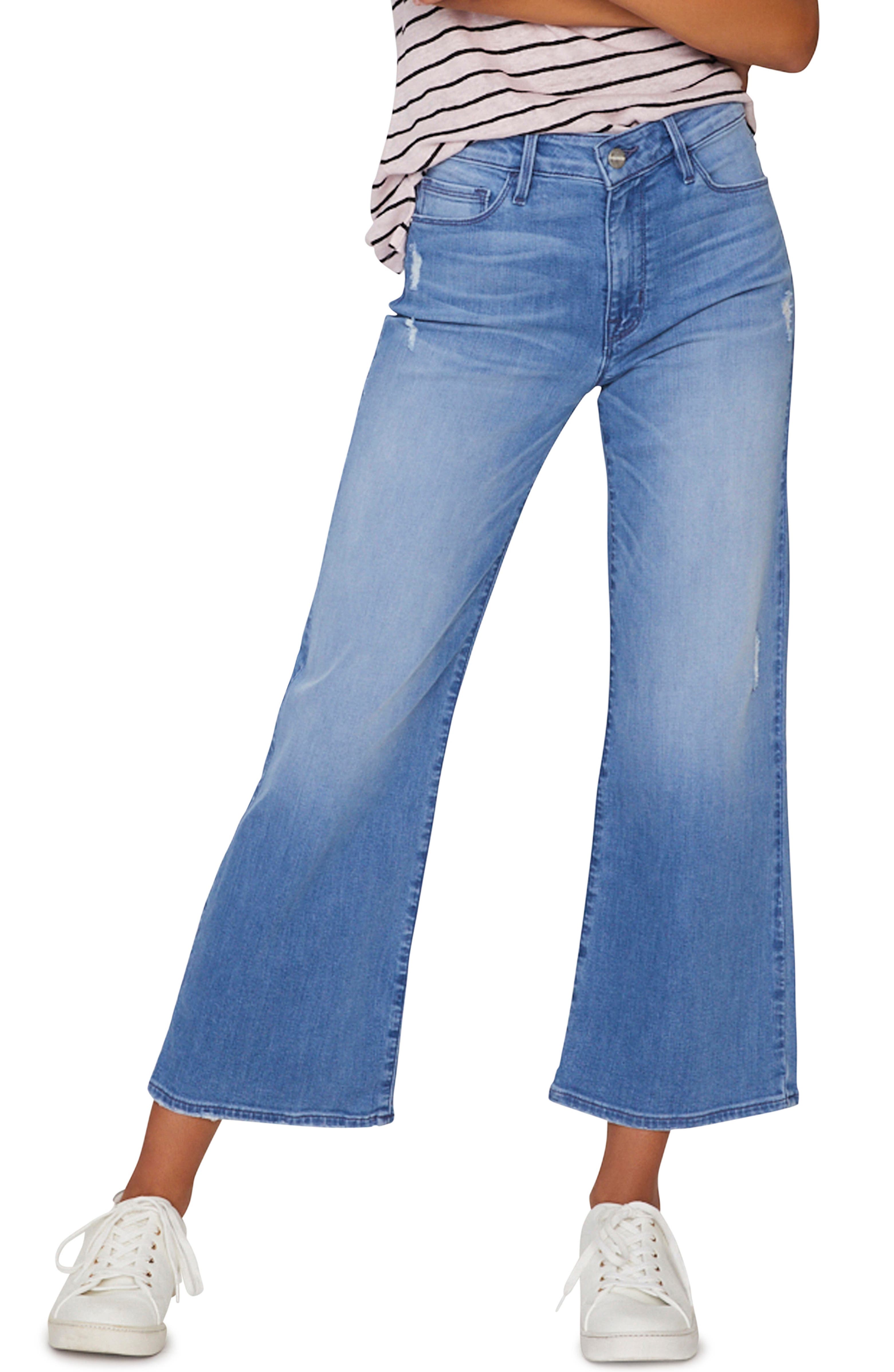 Sanctuary Non Comformist Wide Leg Crop Jeans (Solano Blue) | Nordstrom