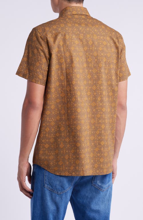 Shop Pendleton Laramie Geo Print Short Sleeve Snap-up Western Shirt In Mesilla Brown