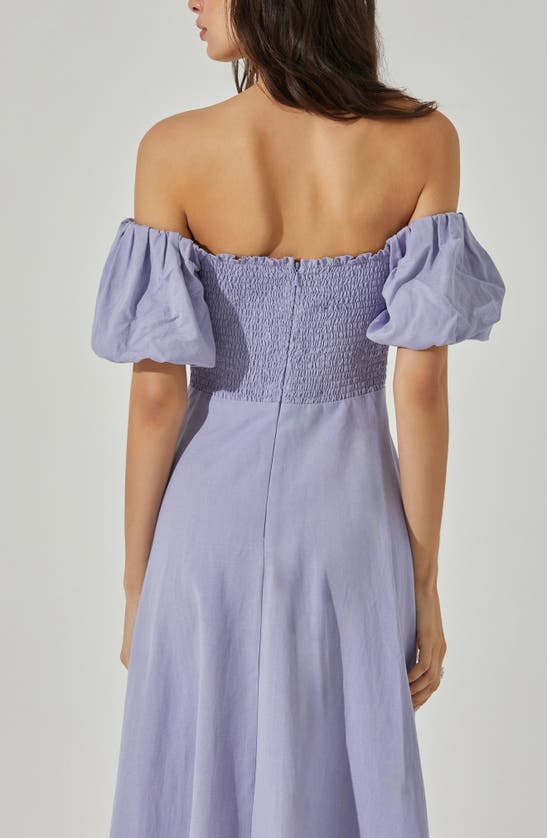 Shop Astr The Label Off The Shoulder A-line Dress In Periwinkle Blue