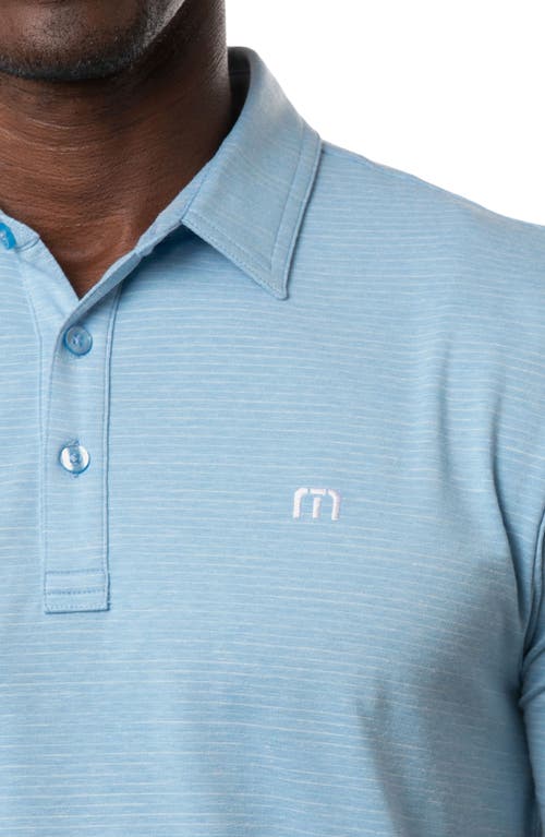Travismathew The Heater Solid Short Sleeve Performance Polo In Heather Heritage Blue
