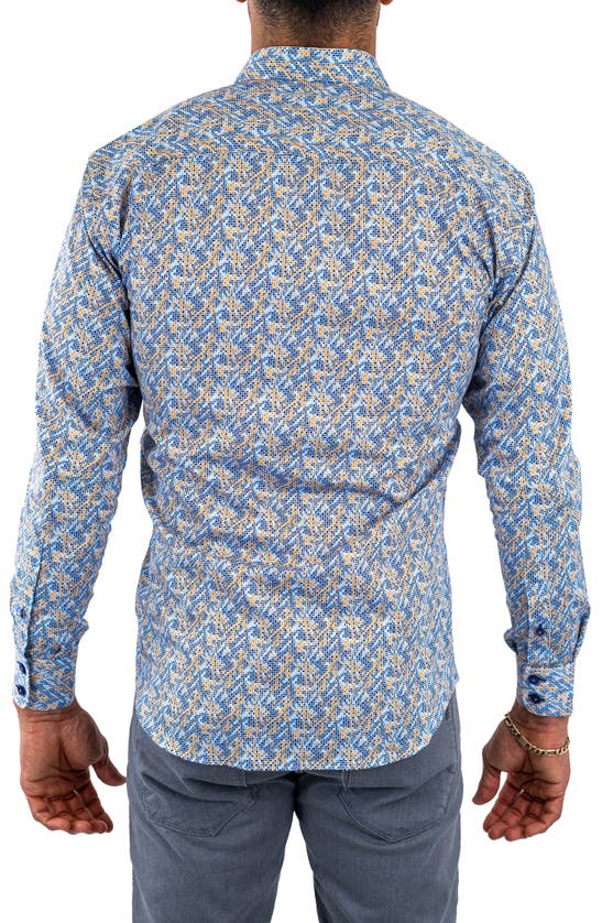 Shop Maceoo Einstein Stretchsymbol22 Blue Button-up Shirt
