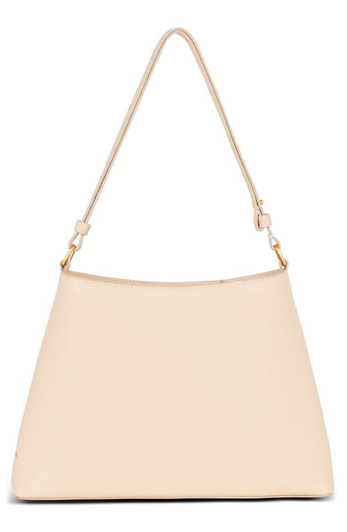 Balmain Embleme Shoulder Bag In Grained Leather In 0dx Nude/pink