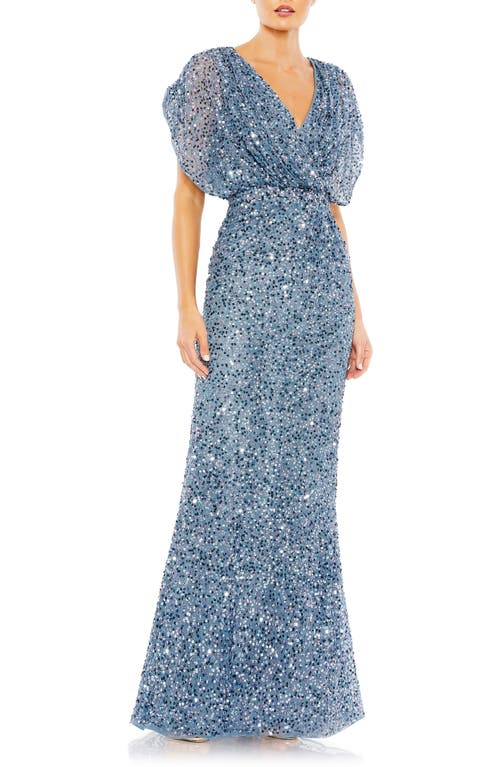 Mac Duggal Sequin Draped Sleeve V-Neck Gown at Nordstrom,