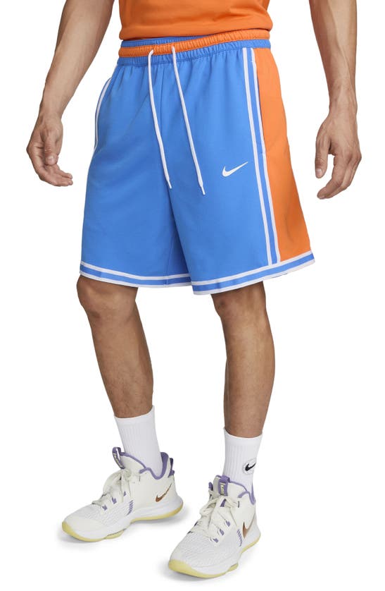 Nike Men's Dri-fit Dna+ Basketball Shorts In Light Photo Blue/bright Mandarin/white