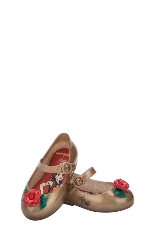 Shop Melissa Mini  Mini Sweet Love Disney Princess Mary Jane Flat In Gold/red