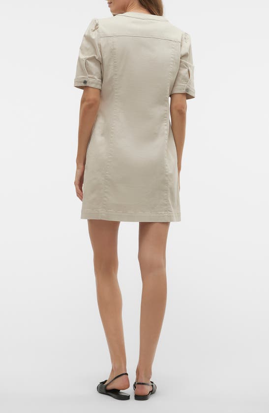 Shop Vero Moda Wild Gena Denim Minidress In Pumice Stone