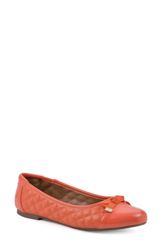 White Mountain Footwear Seaglass Quilted Ballet Flat In Aperol Spritz/ Smooth