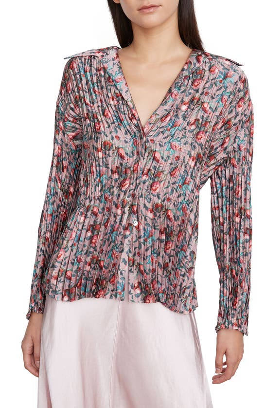 Vince Berry Blooms Pleated Blouse In Petal Quartz