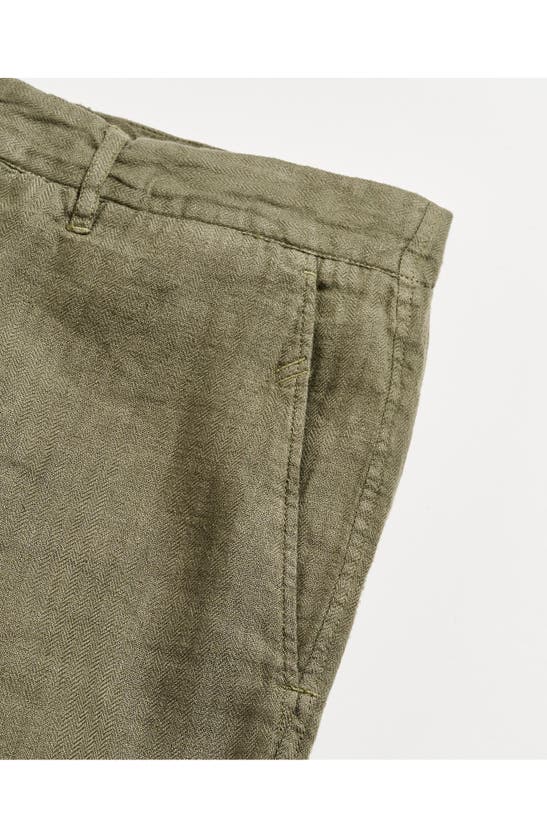 Shop Billy Reid Moore Flat Front Linen Shorts In Olive