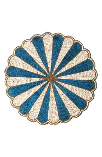 Tiramisu Scalloped Beaded Placemat In Blue
