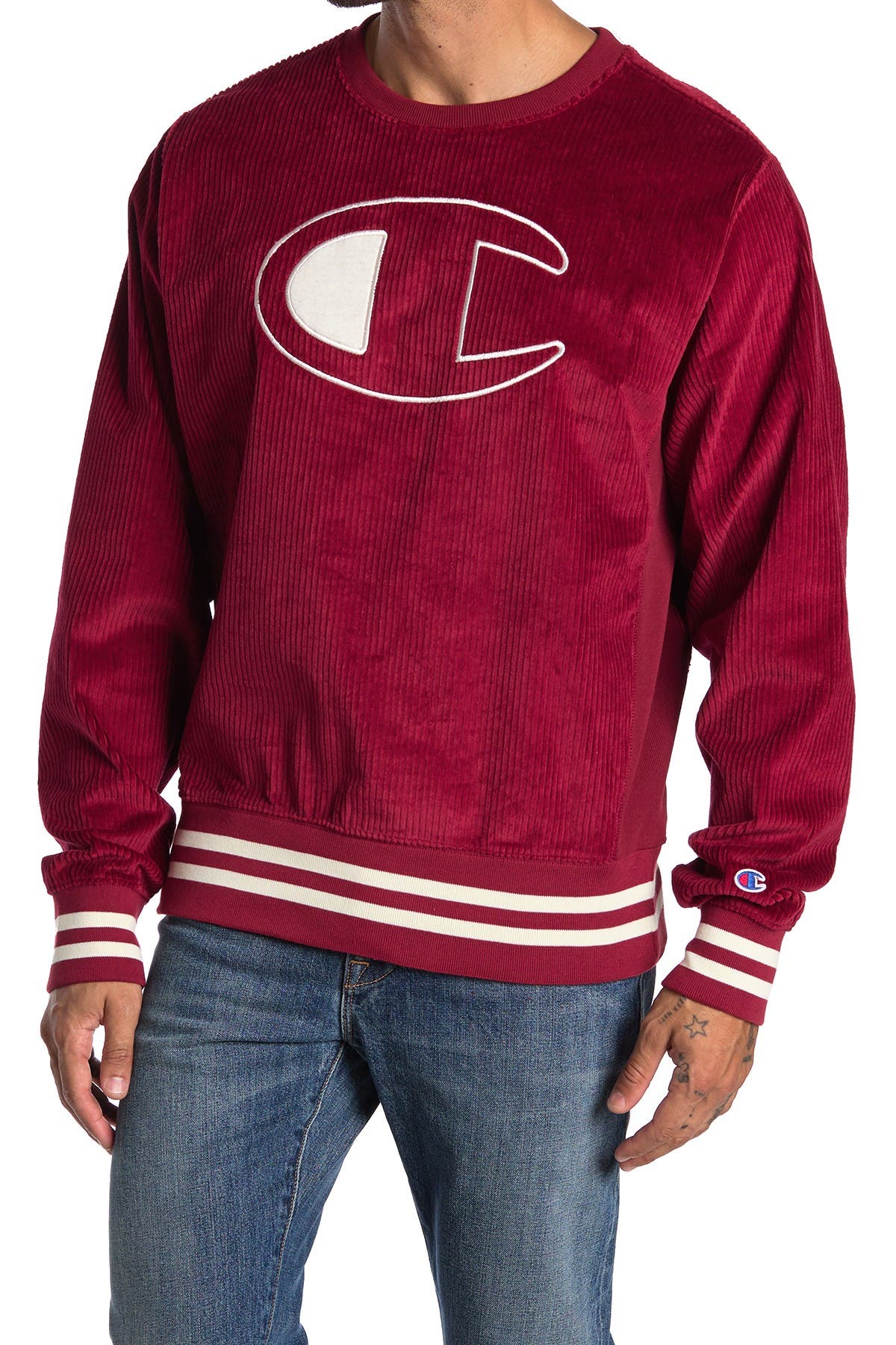 champion corduroy crew neck sweatshirt