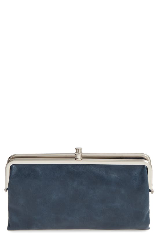 Hobo 'lauren' Leather Double Frame Clutch In Royal