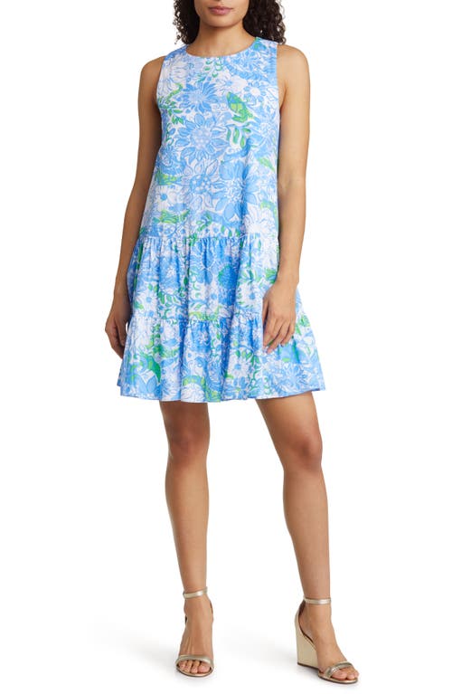 Lilly Pulitzer® Trina Floral A-Line Cotton Dress in Frenchie Blue Suns Out