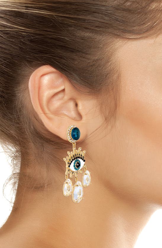 Kurt Geiger Evil Eye Chandelier Earrings In Crystal