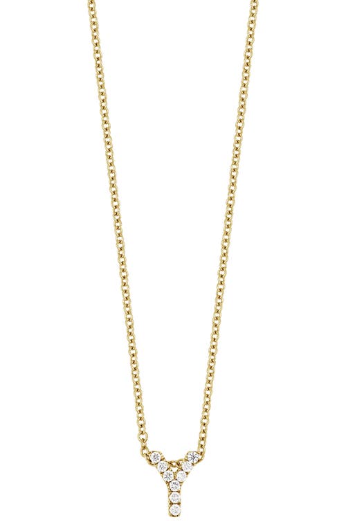18k Gold Pavé Diamond Initial Pendant Necklace in Yellow Gold - Y