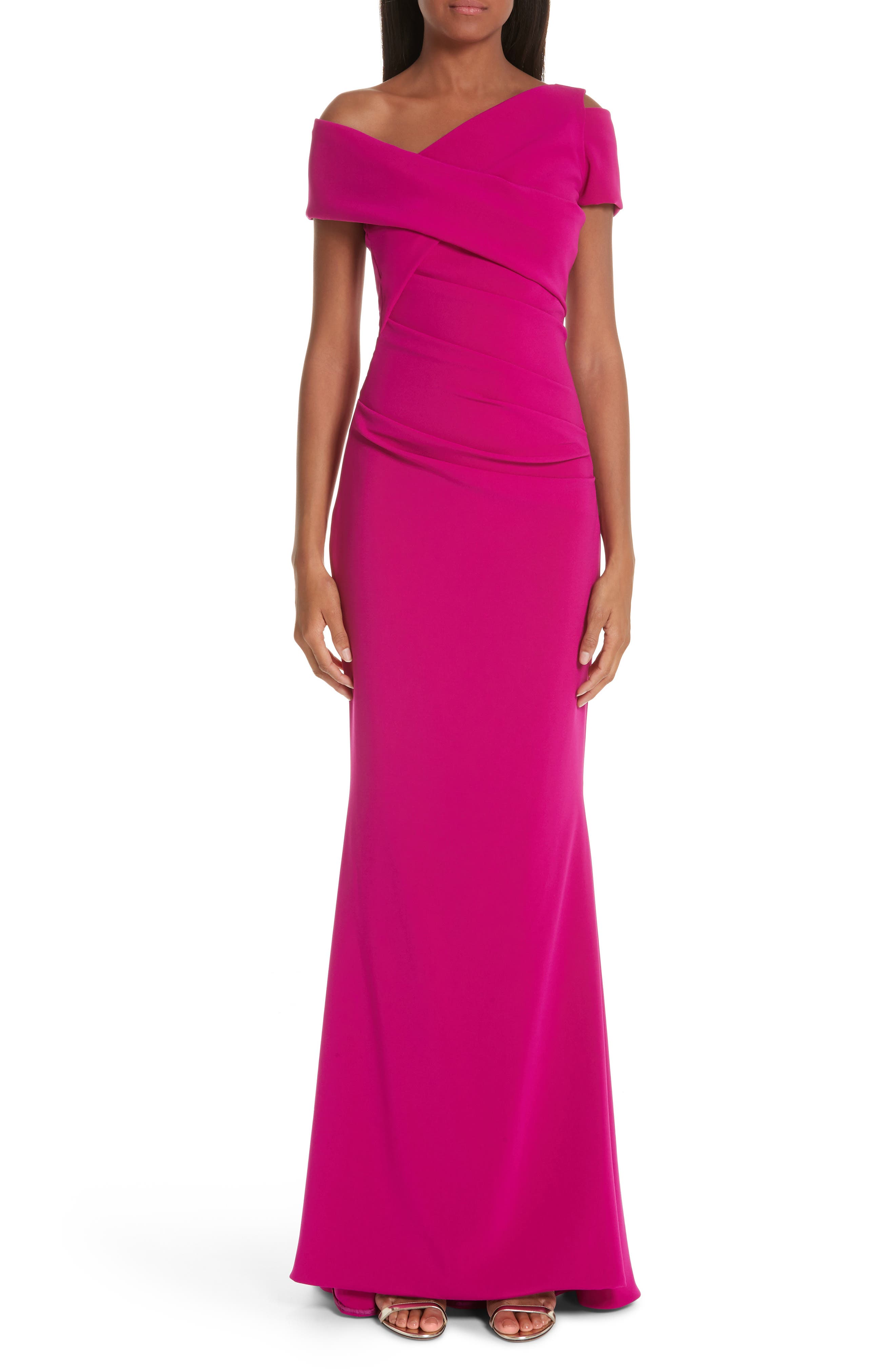 Talbot Runhof Asymmetrical Evening Dress, Pink