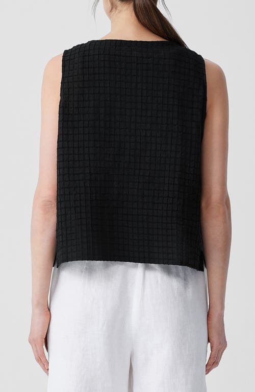 Shop Eileen Fisher Jewel Neck Organic Cotton Vest In Black